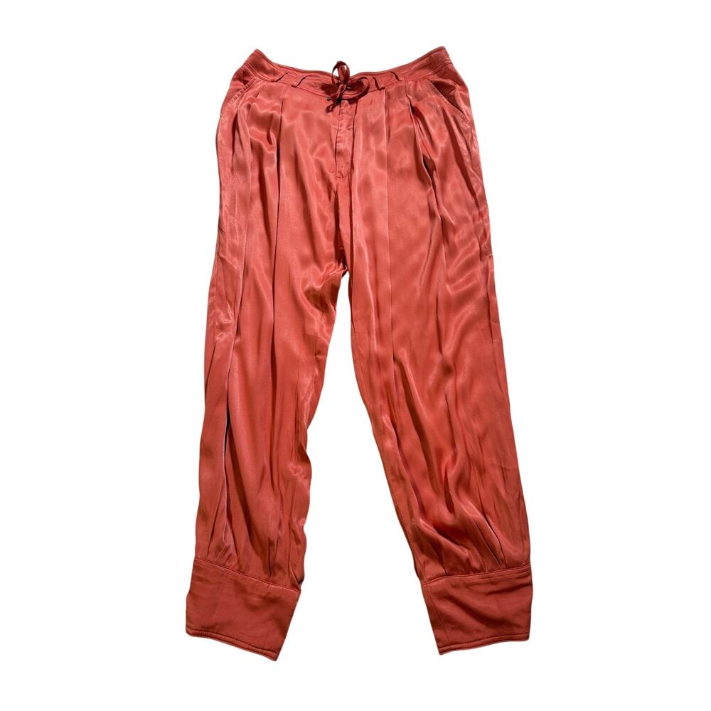 by Anthropologie Satin Trousers Women's Large Orange